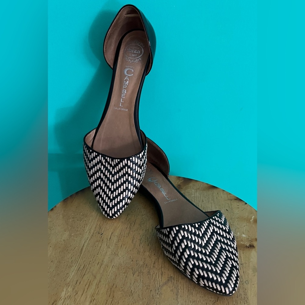Jeffrey Campbell In Love Black and Tan Leather D'Orsay Flats - Picture 2 of 8